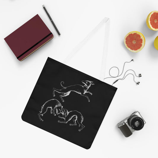 3 Playing dogs Shoulder Tote Bag, Fun Beach Bag, Eco-Friendly Shopping Tote, Gift for Ocean Lovers, Art Tote for Daily Use