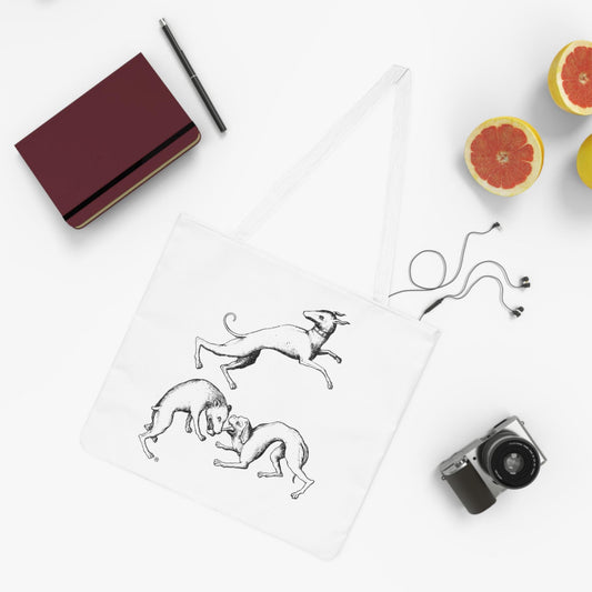 3 Playing dogs Shoulder Tote Bag, Fun Beach Bag, Eco-Friendly Shopping Tote, Gift for Ocean Lovers, Art Tote for Daily Use