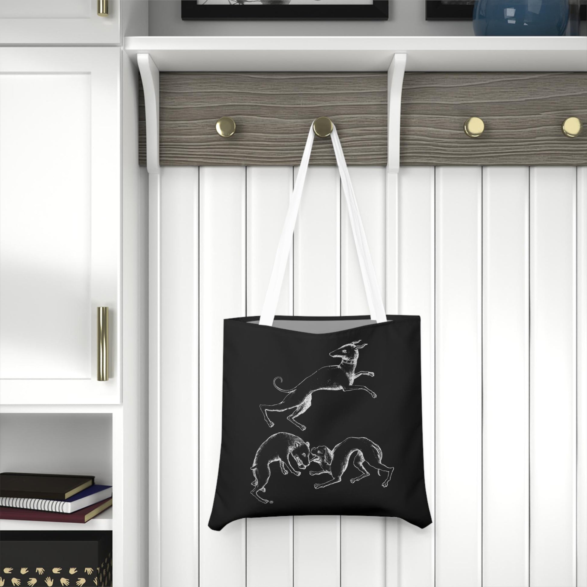 3 Playing dogs Shoulder Tote Bag, Fun Beach Bag, Eco-Friendly Shopping Tote, Gift for Ocean Lovers, Art Tote for Daily Use