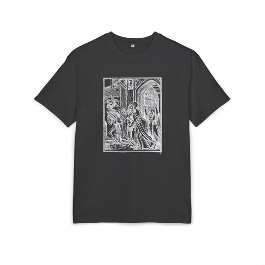DANCE OF DEATH Graphic Unisex Heavy Oversize Tee, Casual Streetwear, , Unique Gift, Everyday Comfort, Halloween Apparel, Festival Wear