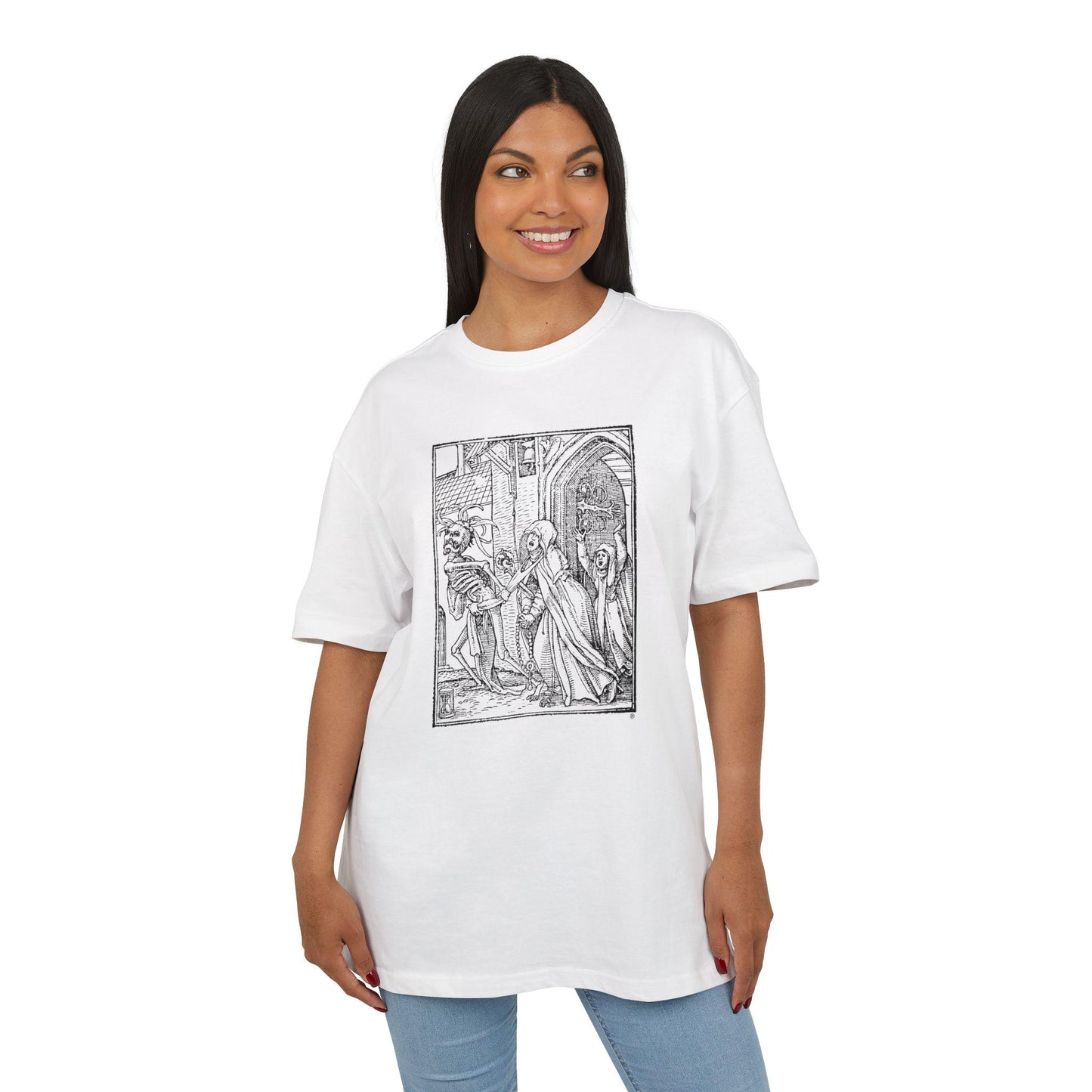 DANCE OF DEATH Graphic Unisex Heavy Oversize Tee, Casual Streetwear, , Unique Gift, Everyday Comfort, Halloween Apparel, Festival Wear