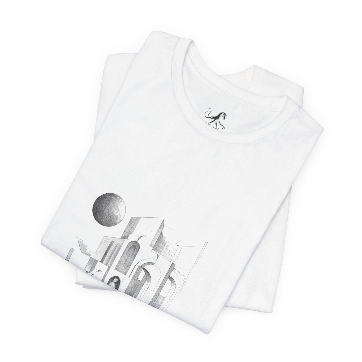 OLD_CITY, Minimalist Architecture Tee, Artistic Graphic T-shirt, Modern Casual Wear, Unique Gift for Art Lovers, Unisex Summer Shirt