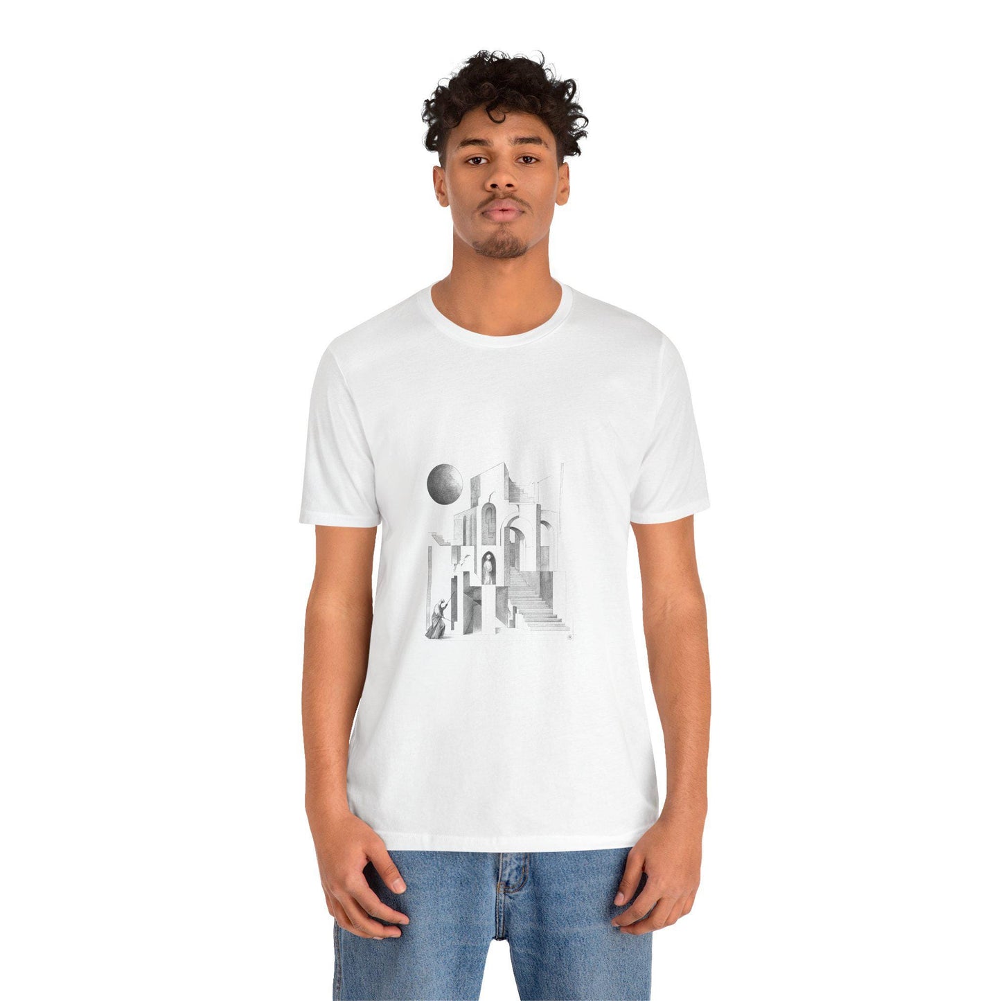 OLD_CITY, Minimalist Architecture Tee, Artistic Graphic T-shirt, Modern Casual Wear, Unique Gift for Art Lovers, Unisex Summer Shirt