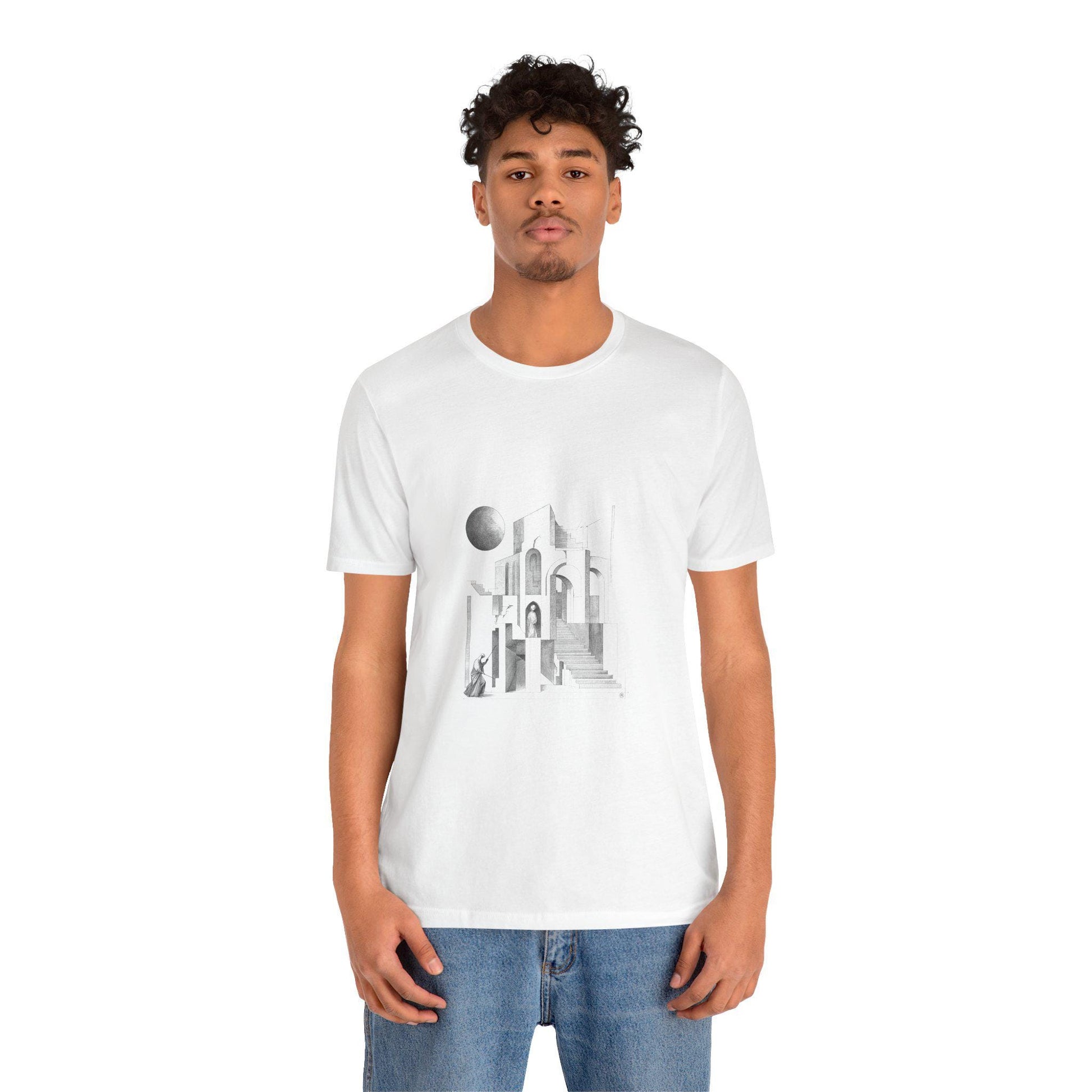 OLD_CITY, Minimalist Architecture Tee, Artistic Graphic T-shirt, Modern Casual Wear, Unique Gift for Art Lovers, Unisex Summer Shirt