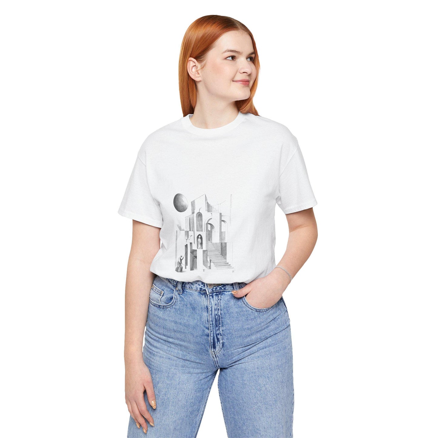 OLD_CITY, Minimalist Architecture Tee, Artistic Graphic T-shirt, Modern Casual Wear, Unique Gift for Art Lovers, Unisex Summer Shirt