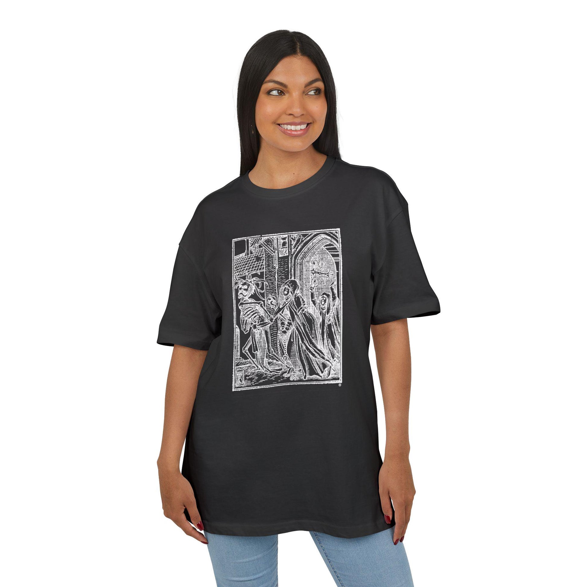 DANCE OF DEATH Graphic Unisex Heavy Oversize Tee, Casual Streetwear, , Unique Gift, Everyday Comfort, Halloween Apparel, Festival Wear
