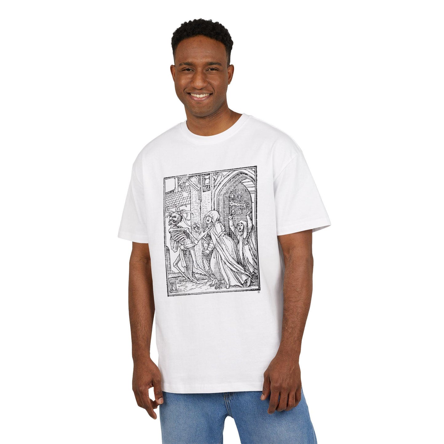 DANCE OF DEATH Graphic Unisex Heavy Oversize Tee, Casual Streetwear, , Unique Gift, Everyday Comfort, Halloween Apparel, Festival Wear