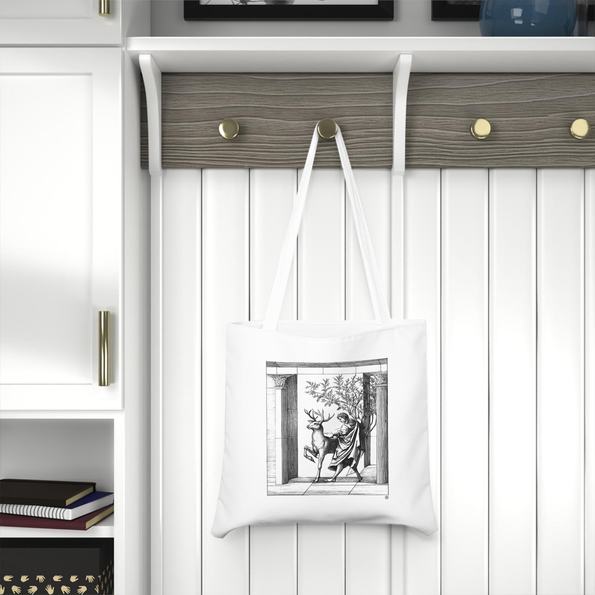 Entering the city white Shoulder Tote Bag, Fun Beach Bag, Eco-Friendly Shopping Tote, Gift for Ocean Lovers, Art Tote for Daily Use