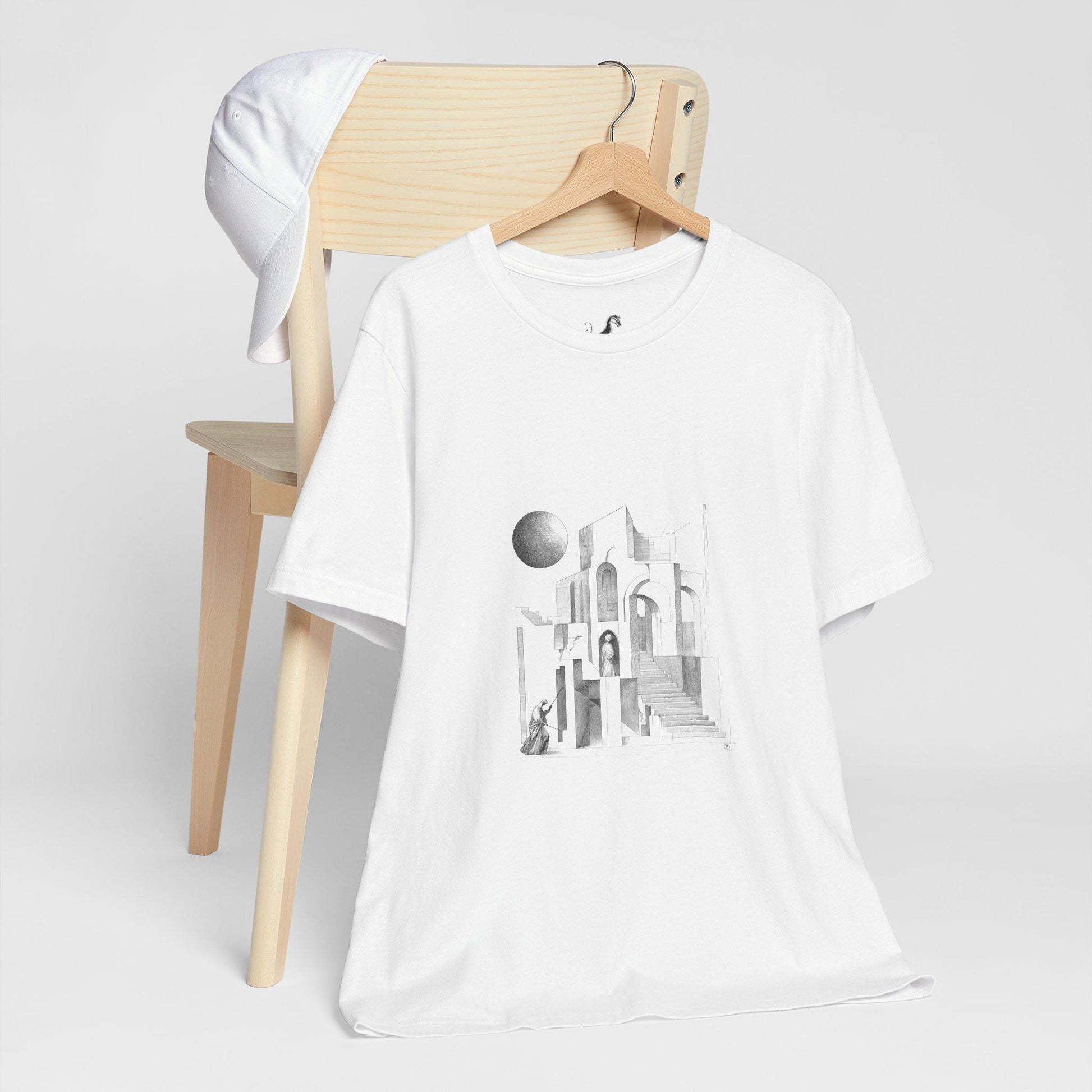 OLD_CITY, Minimalist Architecture Tee, Artistic Graphic T-shirt, Modern Casual Wear, Unique Gift for Art Lovers, Unisex Summer Shirt
