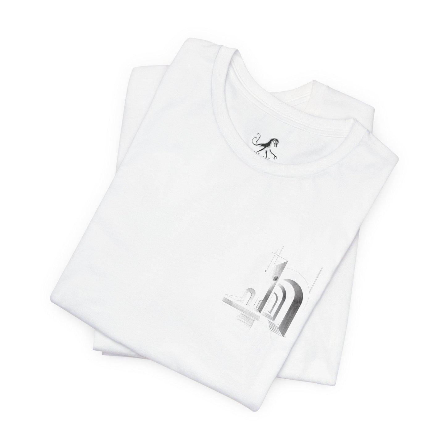 CITY_GATE, Minimalist Architecture Tee, Artistic Graphic T-shirt, Modern Casual Wear, Unique Gift for Art Lovers, Unisex Summer Shirt